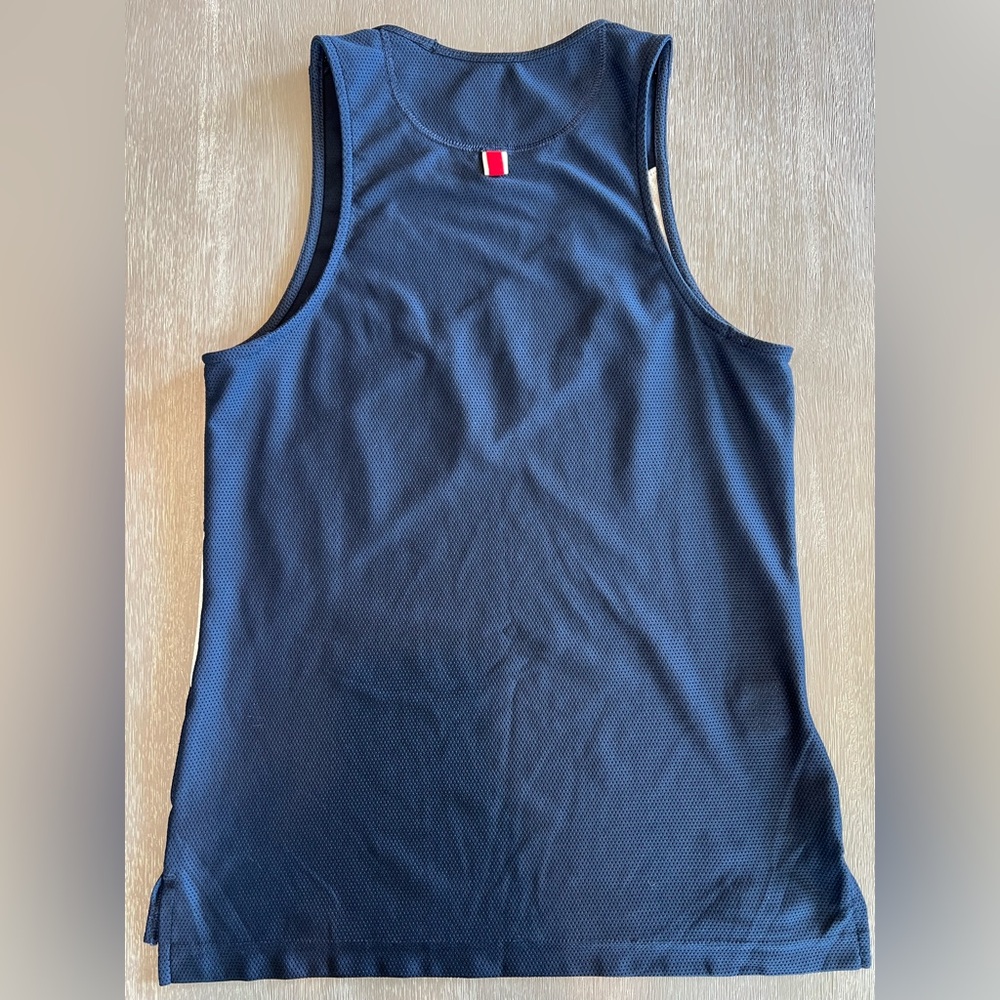 Tracksmith Van Cortlandt Singlet navy/ivory mesh racing top size Small - Picture 4 of 11
